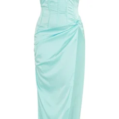 Plus Robe Mi-longue Satinée Turquoise Drapée Sur Le Buste -Jolie Vêtue Soldes Magasin 6e1eb2eae6eb6d78a7db9ca7d4f0d1367503f425 cnc9566 5
