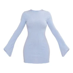 Robe Moulante Bleu Clair En Maille Côtelée Large à Manches évasées Légèrement Volantées -Jolie Vêtue Soldes Magasin 6ea0fc5c9d7443eaf07e399db5c9dd3990e65d79 cnd5513 5