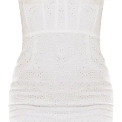 Robe Moulante Bustier En Broderie Anglaise Blanche à Ourlet Festonné -Jolie Vêtue Soldes Magasin 6ebb370347f51d2279b4a97596907a457c20a630 cne1366 5