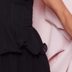 Robe Moulante En Mousseline De Soie Noire Plissée à Volants Et Détail Bonnets -Jolie Vêtue Soldes Magasin 6ec2c895c553193fdb6c88e8be46f65eccde990c cnd0604 4