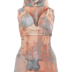 Shape Mini Robe En Mesh Bleu Imprimé à Col Bénitier Et Capuche -Jolie Vêtue Soldes Magasin 6f3f845c1b8a5d9b7e4280eb18cf756a4d22b2ad cne3546 5