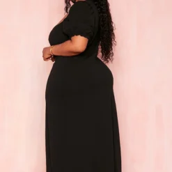 Plus Robe Mi-longue Noire à Manches Bouffantes -Jolie Vêtue Soldes Magasin 6f6d2013a311153ebbdd9ed89739a42c763f5627 cmz1492 3