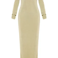 Petite Robe Longue Moulante Vert Olive En Acétate à Col Bardot Et Manches Longues -Jolie Vêtue Soldes Magasin 705aac5d946ad4f73ee9b1ffc284af2336646647 cne5230 5