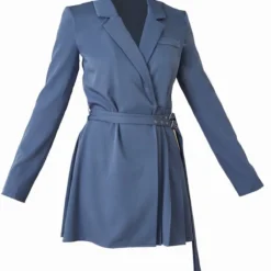 Robe Blazer Tissée Plissée Bleu Minéral à Détail Boucle -Jolie Vêtue Soldes Magasin 709c92cda43195a46461ab712ca80be7c9d5d340 cnc7702 5