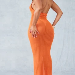 Shape Robe Longue En Maille Tricot Orange à Dos Nu -Jolie Vêtue Soldes Magasin 7148f27674eadcce3bfee8e496c495ddbf1904a0 cne0392 2