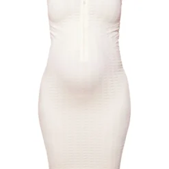 Maternité Robe De Grossesse Mi-longue Texturée Beige à Contours Côtelés -Jolie Vêtue Soldes Magasin 71783946b1542fbb7fc923377f0bafc1a7c6e07d cnd7220 5