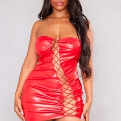 Shape Mini Robe Lacée En Similicuir Rouge