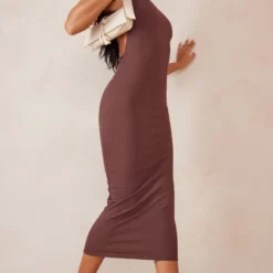 Robe Longue Chocolat Côtelée à Dos Ouvert Et Lien Taille -Jolie Vêtue Soldes Magasin 723d78bd7f7c18bac43ebc94c61d0fc998cc37b5 cmy6155 4