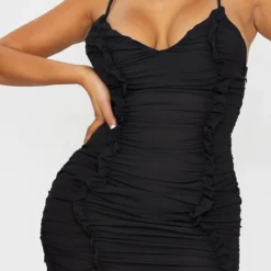 Shape Robe Moulante En Mousseline De Soie Noire à Décolleté Plongeant -Jolie Vêtue Soldes Magasin 7293dcbd8f63ac97ec153e20b7eb25955db6e141 cmn8622 4