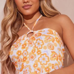 Robe Moulante Orange Fleurie Rétro à Dos Nu Et Détail Anneau -Jolie Vêtue Soldes Magasin 72c189d6ca0bd375f9c64bfa91d9d9376bb19323 cmy1669 5