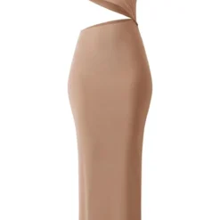 Tall Robe Longue Moulante Découpée Gris Pierre -Jolie Vêtue Soldes Magasin 73045d8447961882262e12f3f113657ce6190735 cne2191 5