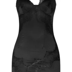 Robe Moulante Satinée Noire à Bretelles Et Détail Dentelle -Jolie Vêtue Soldes Magasin 73c37a3a8f702da94a0676c2ff625815d2c7dd6d cnb2504 5