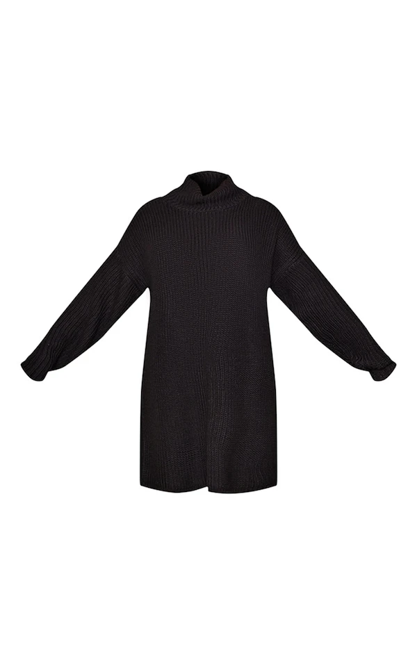 Robe Pull Noire En Maille Tricot à Dos Nu Noué Et Col Roulé 7 Robe Pull Noire En Maille Tricot à Dos Nu Noué Et Col Roulé – Image 5