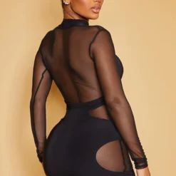 Shape Robe Très Moulante En Mesh Superposé Noir à Manches Longues -Jolie Vêtue Soldes Magasin 746e1f5d24459708b785ed5e757bd5be65ea5cbe cmy6964 3