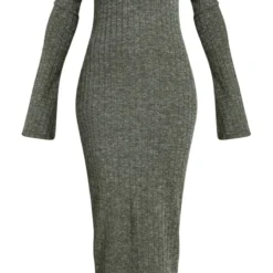 Robe Mi-longue Kaki Chiné Côtelée à Col Bardot -Jolie Vêtue Soldes Magasin 74c3b10e7f5909dfbb582a6556d8466cfeab22dc cnc6743 5