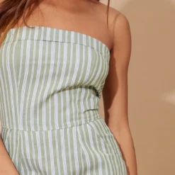 Robe Bustier Moulante Verte Effet Lin à Rayures -Jolie Vêtue Soldes Magasin 74c4fae375a13617fdeb2542f9bdc8f9e6aa1e58 cnd9214 4