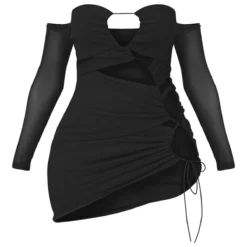 Shape Robe Moulante En Mesh Noir Découpée à épaules Dénudées Et Lacets -Jolie Vêtue Soldes Magasin 76244efce32d2a037c2f33d19cb9a8fbc4704131 cmy0901 6