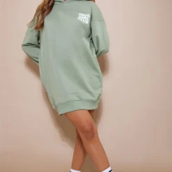 Robe Pull Oversize Sauge Doublure En Polaire à Capuche Et Slogan Cool Girl -Jolie Vêtue Soldes Magasin 762688379990faa7321dd3dece74583cd3afee6f cnd2406 3