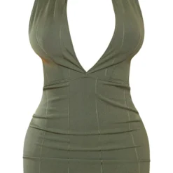 Shape Robe Moulante En Bandage Vert Olive Foncé à Décolleté Plongeant Et Dos Ouvert -Jolie Vêtue Soldes Magasin 7638509877fbb79cb616aa332c11a8201991a30e cnb7729 5