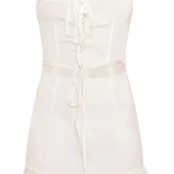 Robe Droite Volantée Blanche à Corset Lacé -Jolie Vêtue Soldes Magasin 76895b79f84e583359298dafd20dd843f4ffacbe cnd2345 5