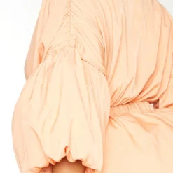 Plus Robe Droite Orange Bouffante à Manches Ballon -Jolie Vêtue Soldes Magasin 76cd74bfeef68be9e5a1ce389016e93c109abaf3 cms2495 5