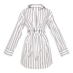 Robe Chemise Rayée Grise à Manches Longues Et Détail Noué Devant -Jolie Vêtue Soldes Magasin 7701ff56def9d7596cacbcc4d2f95e561a341484 cne2857 5