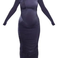 Maternité Robe Longue De Grossesse Gris Anthracite à Fronces -Jolie Vêtue Soldes Magasin 774a5e61065c6a6d97e8c4f89e6437a581b72bcf cnb2433 5