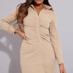 Robe Chemise Gris Pierre à Fronces Et Boutons Asymétriques -Jolie Vêtue Soldes Magasin 77658628f65aaae1bde30b543932a640076c186e cmu7223 4
