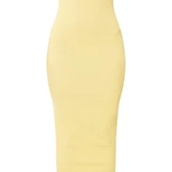 Logic Robe Bustier Longue Jaune Citron En Maille Côtelée Texturée -Jolie Vêtue Soldes Magasin 777eebd3f1594af93d747fffc49dba13196ae5ed cne8480 5