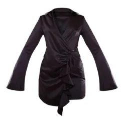 Robe Cache-coeur Style Chemise Satinée Noire à Volants -Jolie Vêtue Soldes Magasin 778f1ffe6d3f6b6f39e4fd666f19d6203124468c cnc7817 5