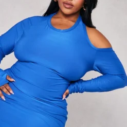 Plus Robe Moulante Bleu Vif à épaule Dénudée Et Manches Longues -Jolie Vêtue Soldes Magasin 780aa2640c0dc0bdffa5c880fa2ae3b589b79f18 cnb4348 4