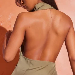 Robe Moulante Kaki Dos Nu à Col Bénitier Montant -Jolie Vêtue Soldes Magasin 7814a21b9042bc1316ced4d9ea816931fc6c68ed cne1025 4