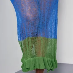 Plus Robe Longue En Maille Tricot Bleue Contrastante -Jolie Vêtue Soldes Magasin 783a6ee43174169937673fafa41b4d7606b99c81 cnd2854 4