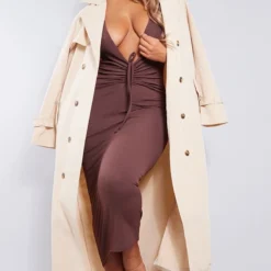 Shape Robe Mi-longue Côtelée Douce Marron Chocolat Froncée à Décolleté -Jolie Vêtue Soldes Magasin 78851e8a8fb2c6b8c39790740ee53087916d6c81 cnb7702 3