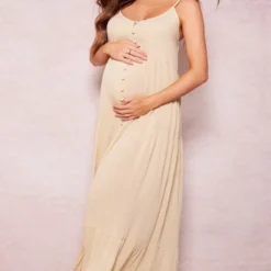 Maternité Robe De Grossesse Effet Lin Sauge à Bretelles