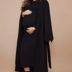 Logic Maternité Robe De Grossesse Mi-longue Côtelée Noir Foncé à Manches Longues -Jolie Vêtue Soldes Magasin 78e6d7edd88a8f09cf79591f685eb2739bf24967 cnd0089 3