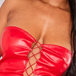 Shape Mini Robe Lacée En Similicuir Rouge -Jolie Vêtue Soldes Magasin 795e6d098febadd8c3c423b84a1ff0f643f8a6fe cne0593 4