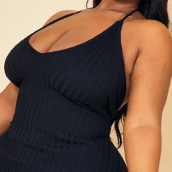 Plus Robe Longue En Maille Tricot Noire à Décolleté Plongeant -Jolie Vêtue Soldes Magasin 797e2a89070dd485edc5135f4881e2d4d519898b cmw2974 5