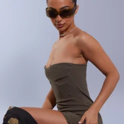 Petite Robe Moulante Kaki Cintrée à Lacets -Jolie Vêtue Soldes Magasin 79954db9b6bb0f8a9db2a5e9f952283716a13e2d cnd4172 4