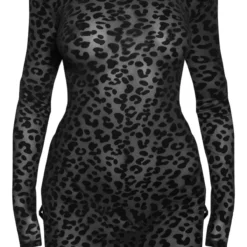 Robe Moulante à Imprimé Léopard Noir Floqué à Manches Longues Et Détail Anneau -Jolie Vêtue Soldes Magasin 7ac7cad7e8db8ecca814cf9410ffc8d32fe72993 cnb0725 5