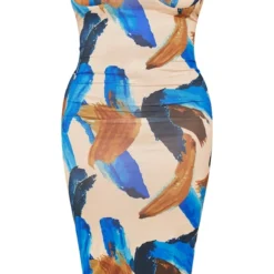 Plus Robe Mi-longue Côtelée Crêpée Bleue à Imprimé Abstrait Et Détail Bonnets -Jolie Vêtue Soldes Magasin 7ac92a095622f03b600d0c8be845b40c2cc1fa99 cnd4900 5