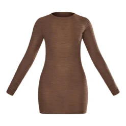 Robe Moulante Texturée Espresso à Manches Longues Et Col Ras -Jolie Vêtue Soldes Magasin 7ad808cef9ac359abe07b69b40cc0cda6fef60a9 cnb9615 5