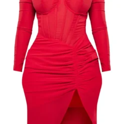 Shape Robe Corset Mi-longue Rouge à Manches Longues Et Jupe Froncée -Jolie Vêtue Soldes Magasin 7ae6fbc5eb4079816f76ce31bda5ecde8c88f977 cnd5807 5