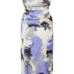 Plus Robe Longue Satinée Violette à Imprimé Et Col Bénitier -Jolie Vêtue Soldes Magasin 7ae71517ff69b24559448a660733287db3b9e7ec cne7582 5