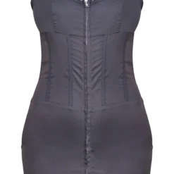 Robe Moulante Gris Anthracite Tissée à Détail Coutures Et Zip -Jolie Vêtue Soldes Magasin 7b017849bbd5e290e79d1a6d5bb733941b9039b9 cnd1707 5