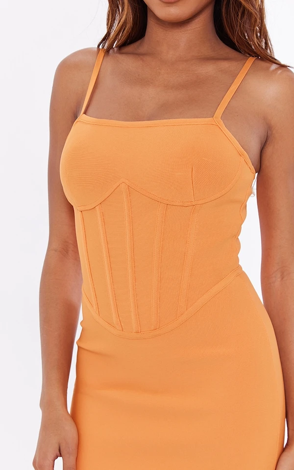 Robe Moulante Détail Corset Mandarine En Bandage à Bretelles Et Armatures 6 Robe Moulante Détail Corset Mandarine En Bandage à Bretelles Et Armatures – Image 4