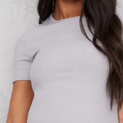 Maternité Robe De Grossesse Mi-longue Gris Chiné Côtelée à Col Rond -Jolie Vêtue Soldes Magasin 7b80545100b3e1d2a93452c1aed2046e545b79c4 cnd0533 4