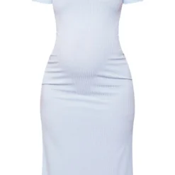 Logic Maternité Robe De Grossesse Mi-longue En Maille Côtelée Bleu-gris à Manches Courtes -Jolie Vêtue Soldes Magasin 7ba356d513e147a9944f49111368ec4ebc00dbf4 cne8199 5