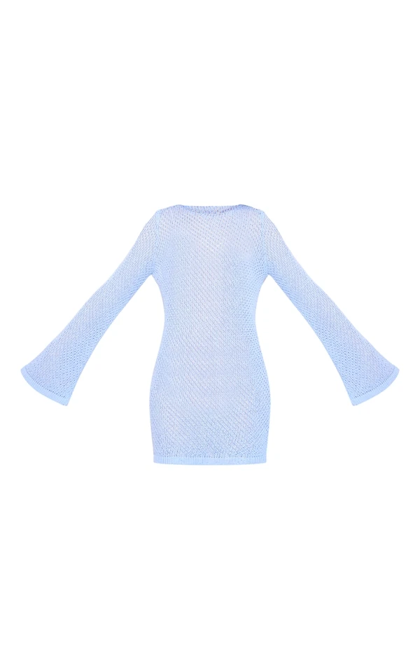 Tall Mini-robe En Maille Tricot Bleue à Manches Longues 7 Tall Mini-robe En Maille Tricot Bleue à Manches Longues – Image 5