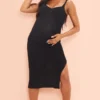Maternité Robe De Grossesse Mi-longue En Maille Tricot Noire Côtelée -Jolie Vêtue Soldes Magasin 7ca157ff92e24a11a805b430abc35cbe16910c4e cmz9806 1